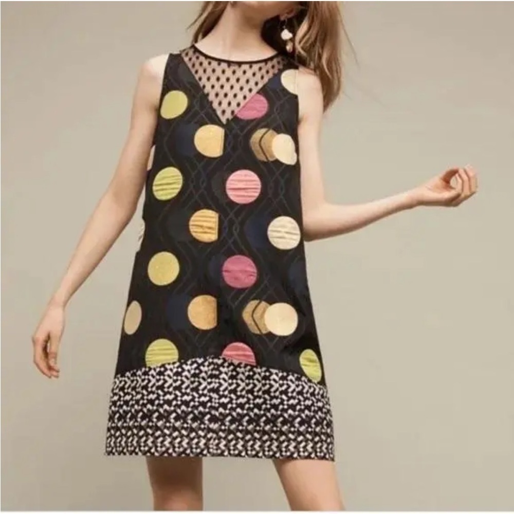 Anthropologie Maeve Tilde Jacquard Mixed Media Dress Sleevless Size L NWT